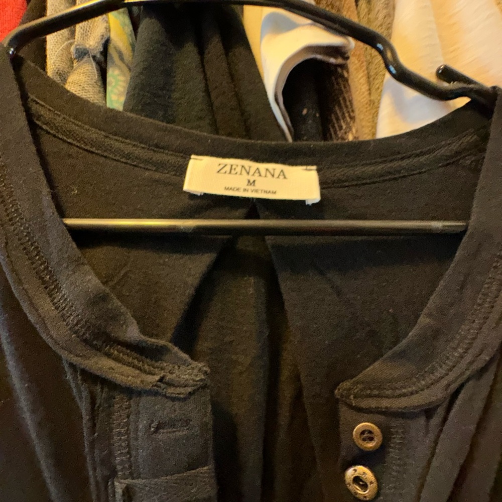 Zenana Black Button-Up Top